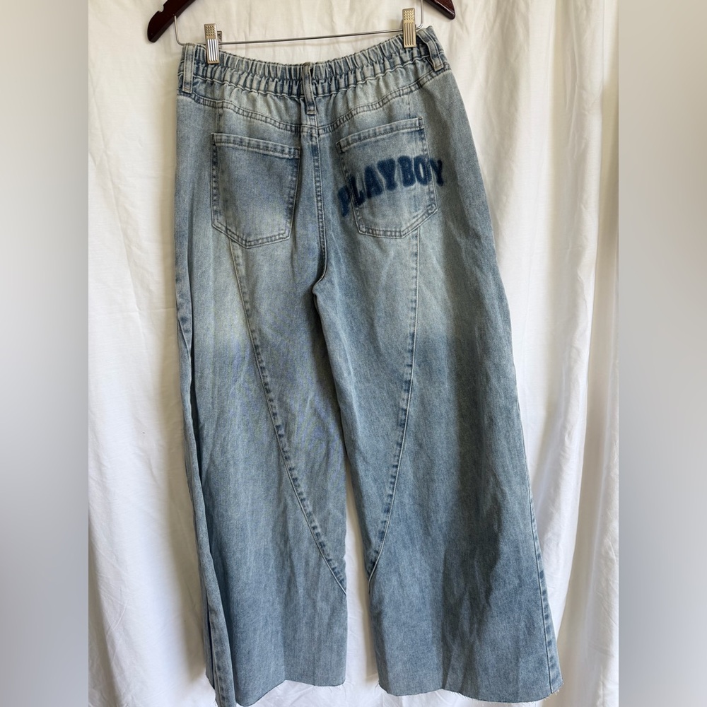 Women's Playboy Vintage Wide Leg Jeans, Size 9, Light Wash, Y2K Streetwear - Picture 10 of 11